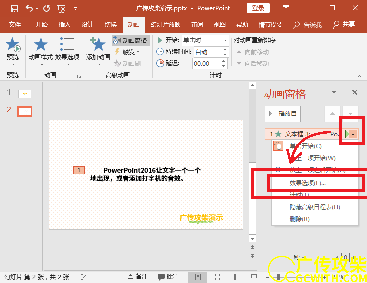 效果选项